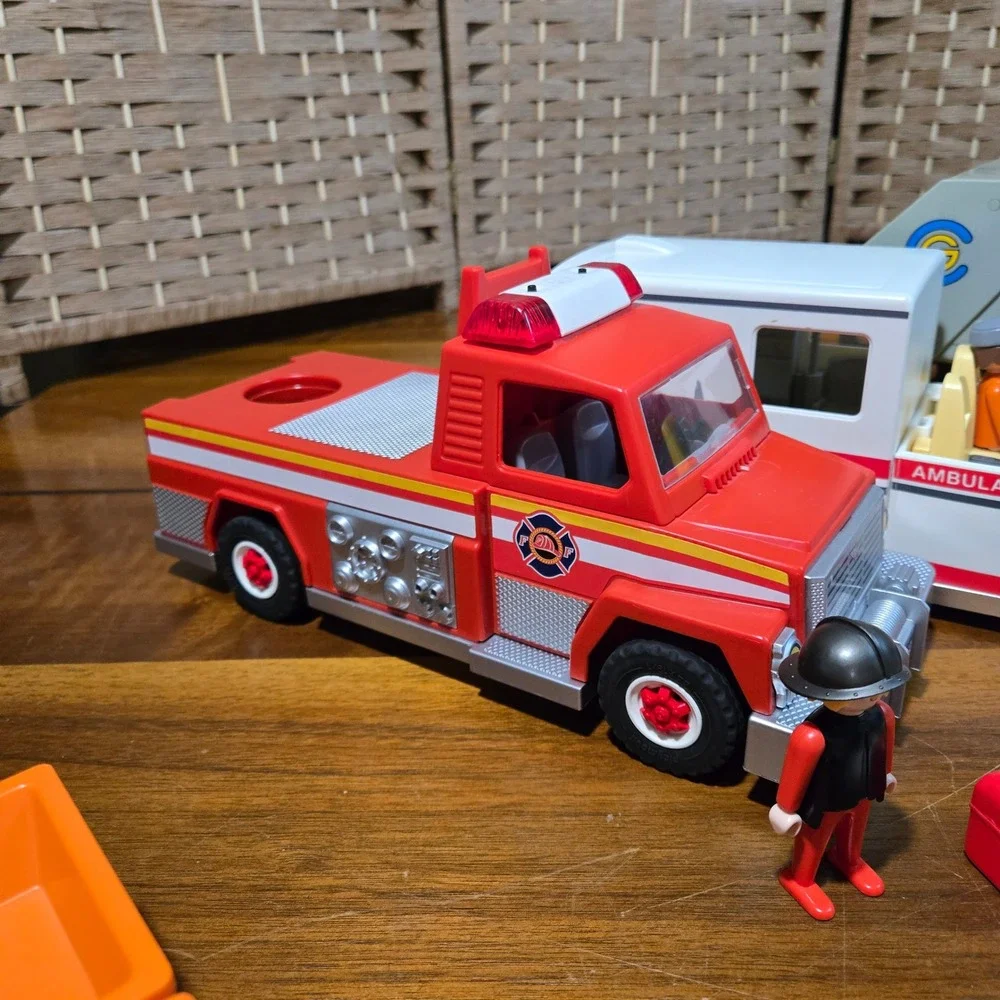 Playmobil City Action Vehicle Lot Fire Truck Ambulance Garbage Truck DeLorean